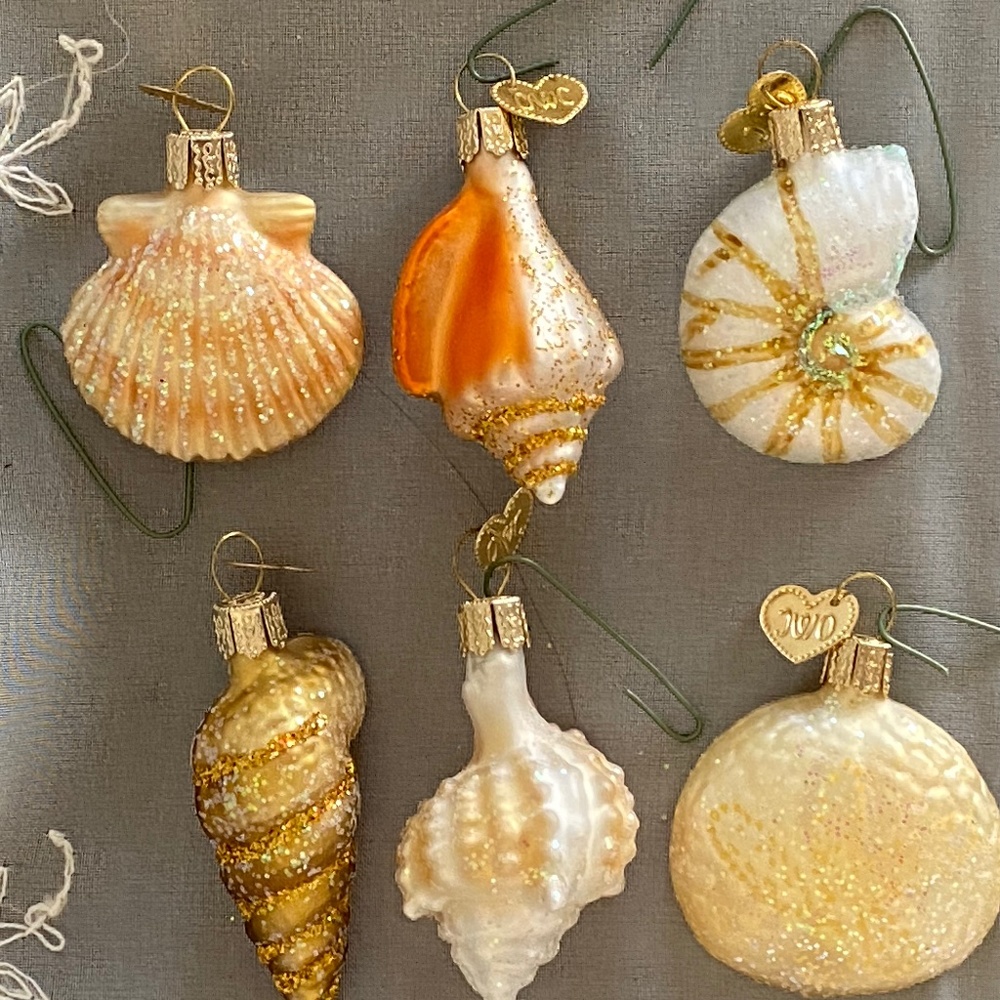 Old world Christmas sea shell ornaments 11 pieces